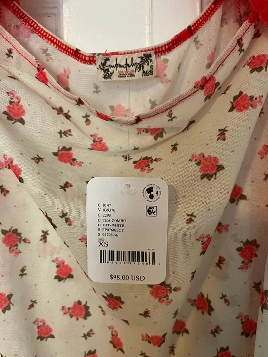 FREE PEOPLE SUDDENLY FINE FLORAL LACE SLIP MAXI DRESS SIDE SLIT NWT SZ XS - Picture 4 of 7